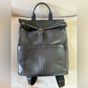 Joseph Abboud Black Leather Backpack